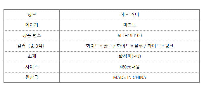 미즈노 드라이버 헤드 커버(460cc 전용)